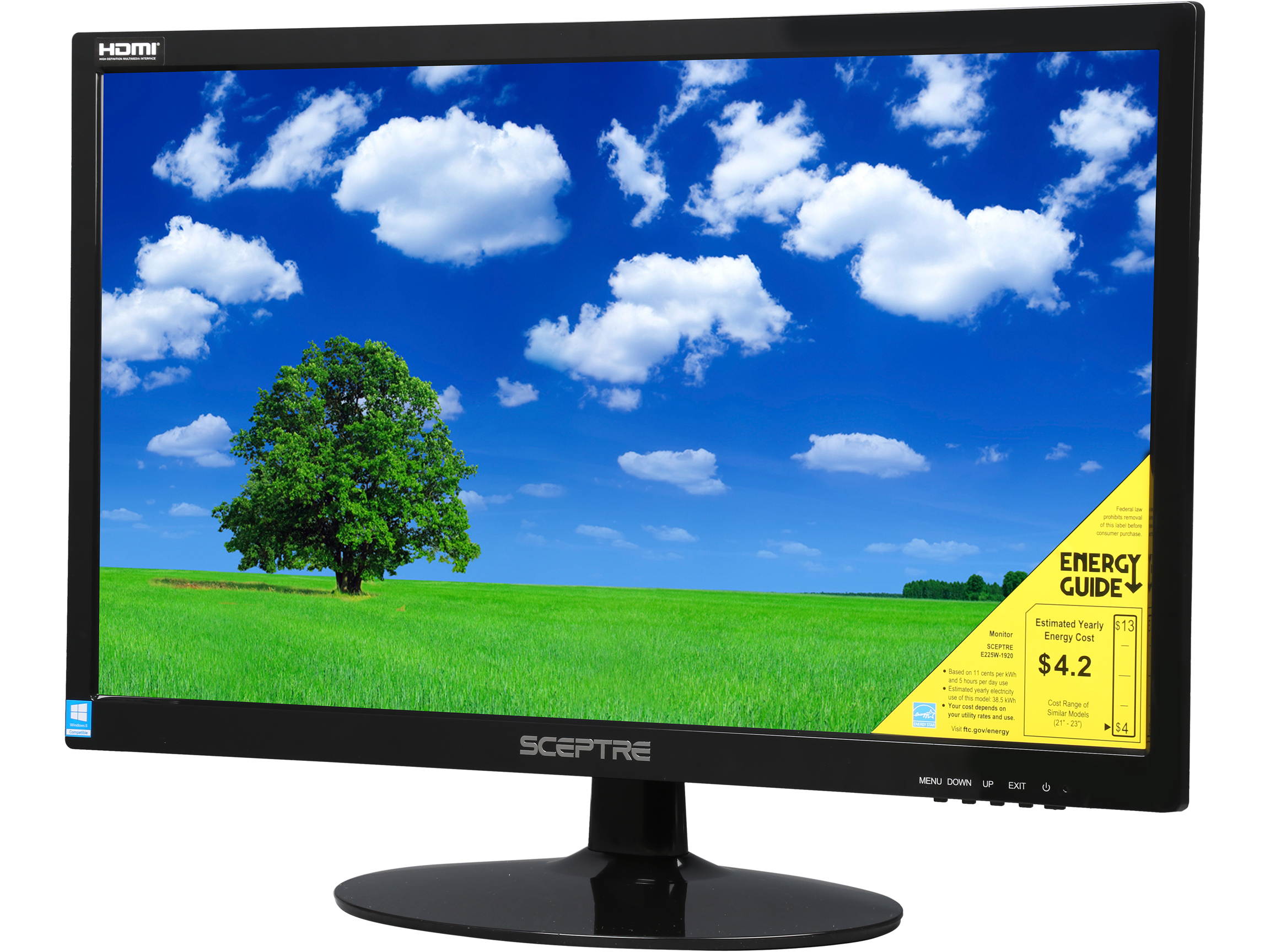 Sceptre E205W-1600 20" 1600 x 900 HD+ Resolution 75Hz 5ms 2xHDMI VGA Built-in Speakers Ultra Thin LED Backlit LCD Monitor