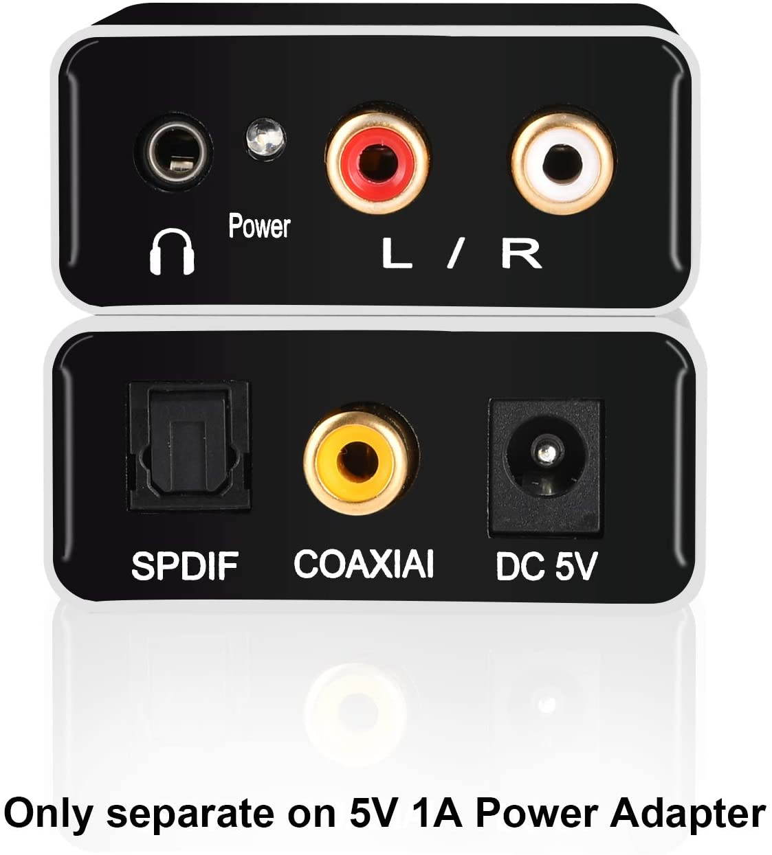 192kHz Digital to Analog Audio Converter- Aluminum Optical to RCA with Optical Cable &Power Adapter, Digital SPDIF TOSLINK to Stereo L/R and 3.5mm Jack DAC Converter for PS4 Xbox HDTV DVD Headphone