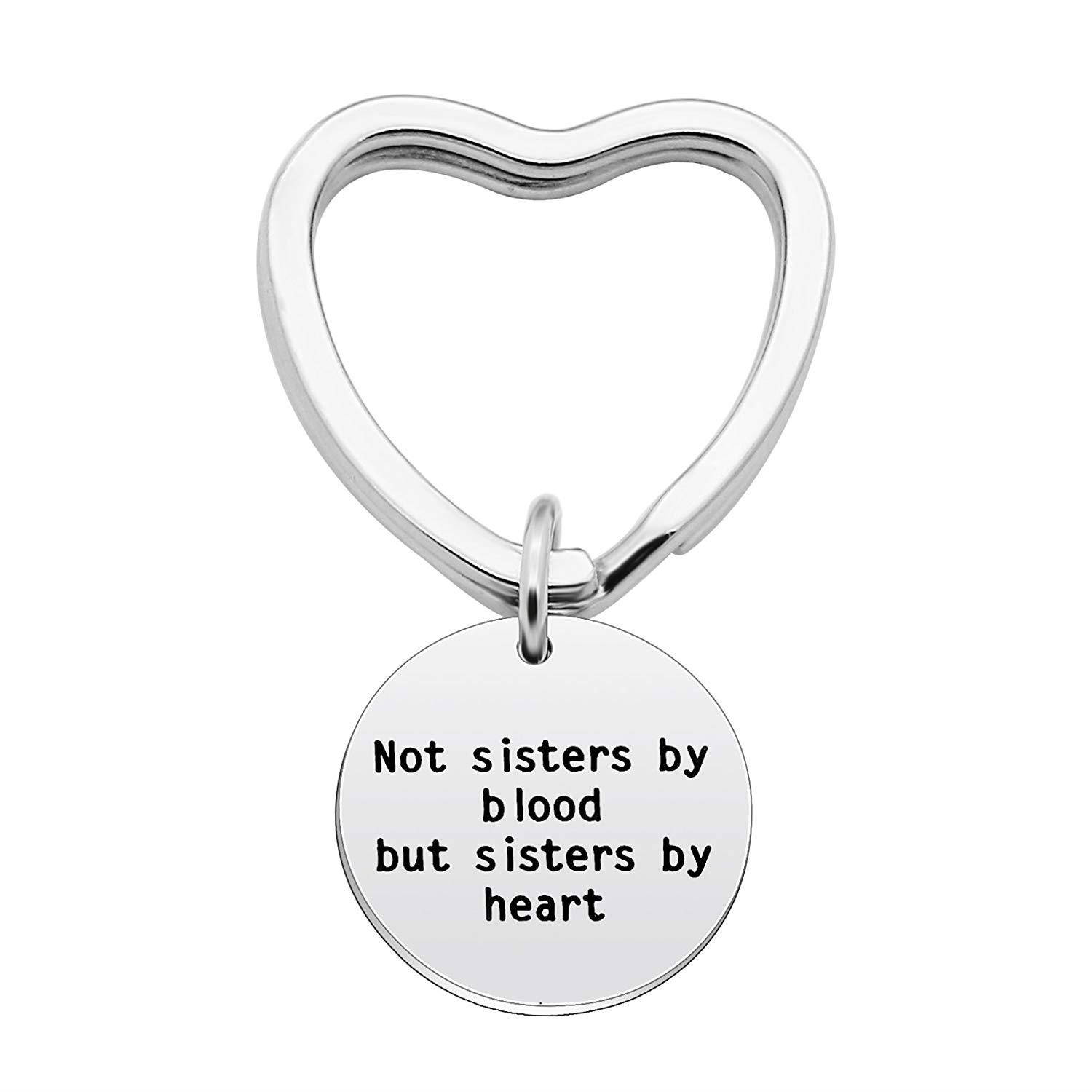 Best Friend Gifts Sister Key Chain Family Gifts for Women Girl Not Sisters by Blood But Sisters by Heart