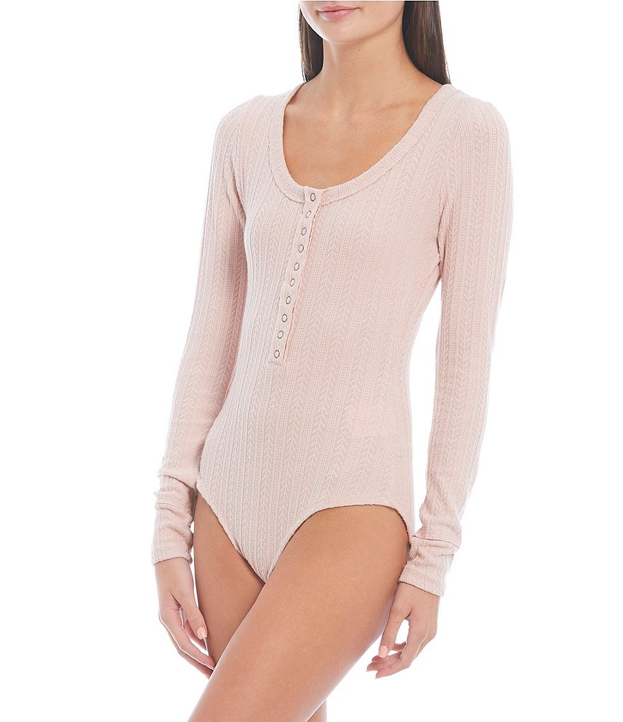 Coco + Jaimeson Long-Sleeve Textured-Knit Bodysuit
