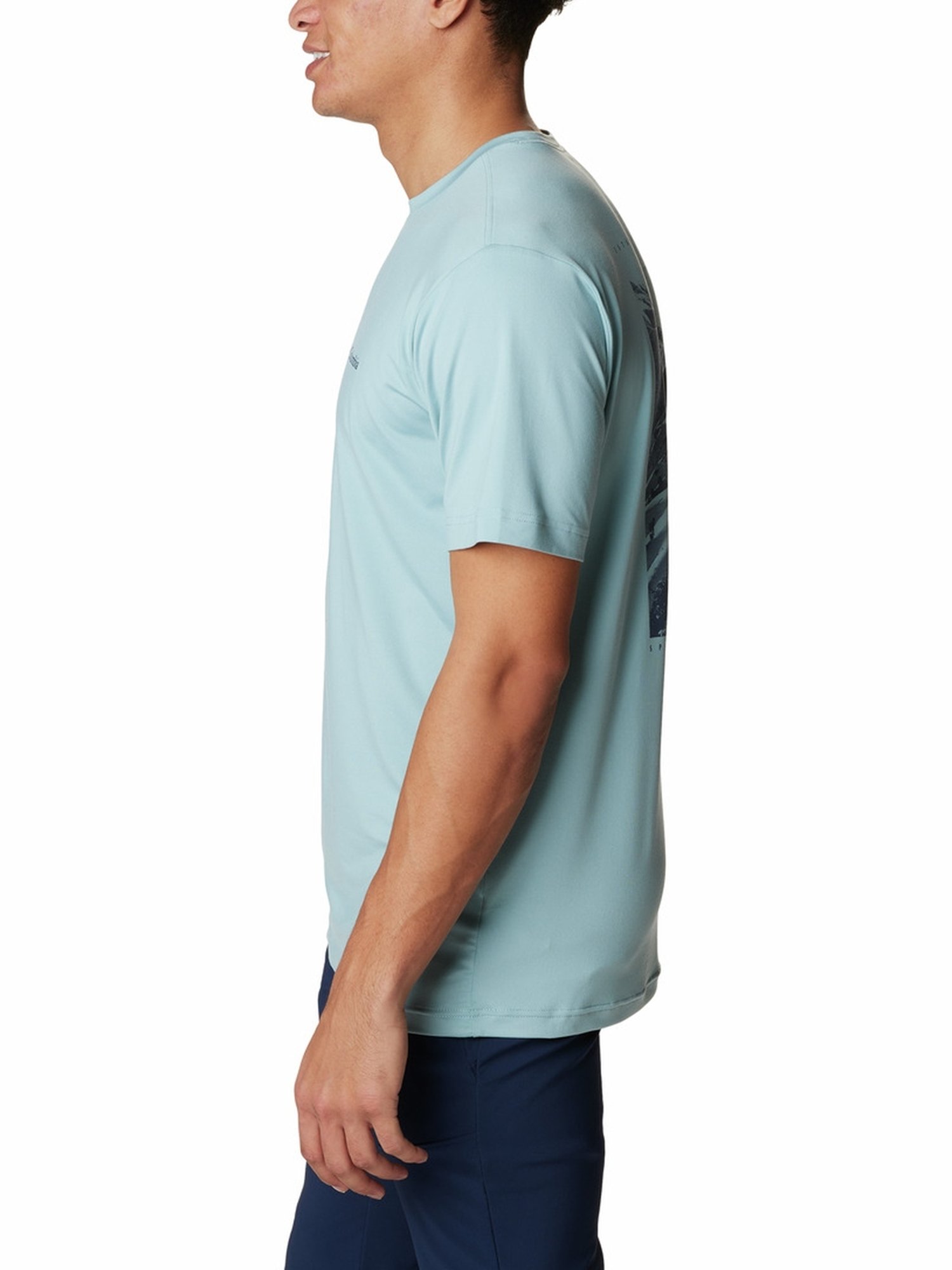 Columbia Blue Regular Fit Printed T-Shirt