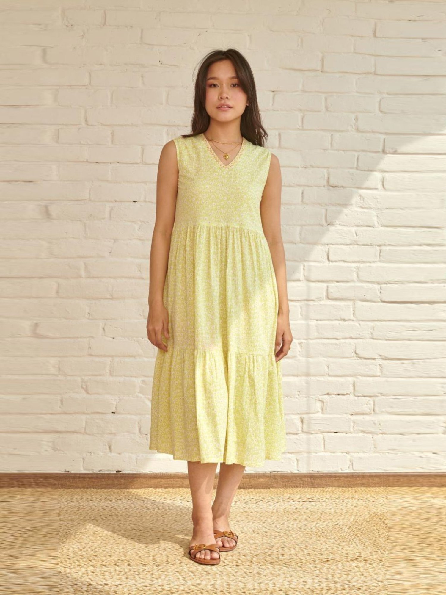 Prakriti Jaipur Green Flora Midi Dress