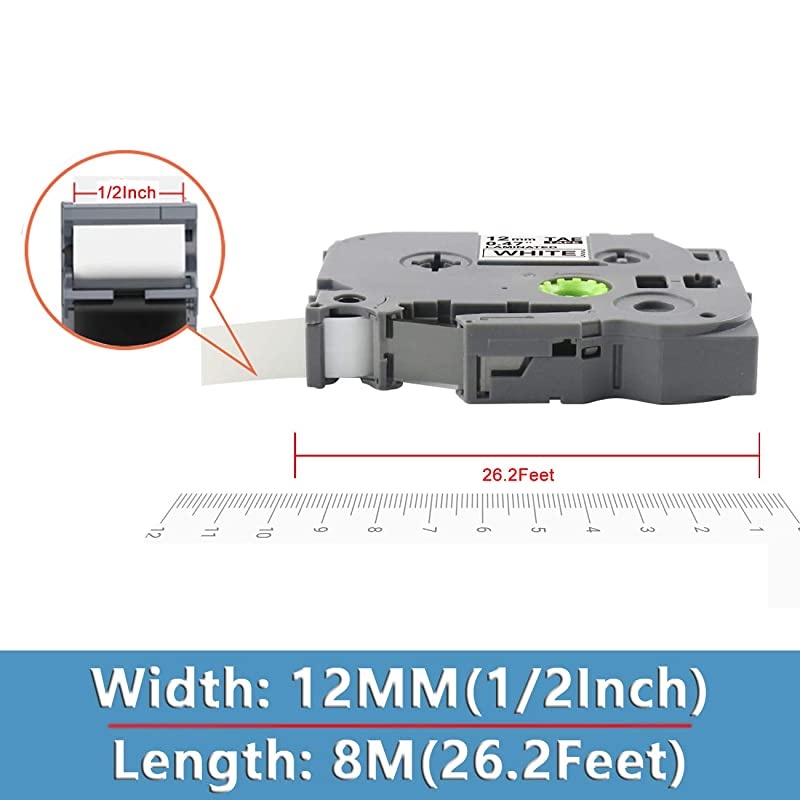 Label Tape Replacement for Brother TZe231 TZ231 Laminated PTouch Label Maker Tape Black on White Work on PTouch PTH110 PTD200 PTD600047 x 26212mm x 8m6Pack