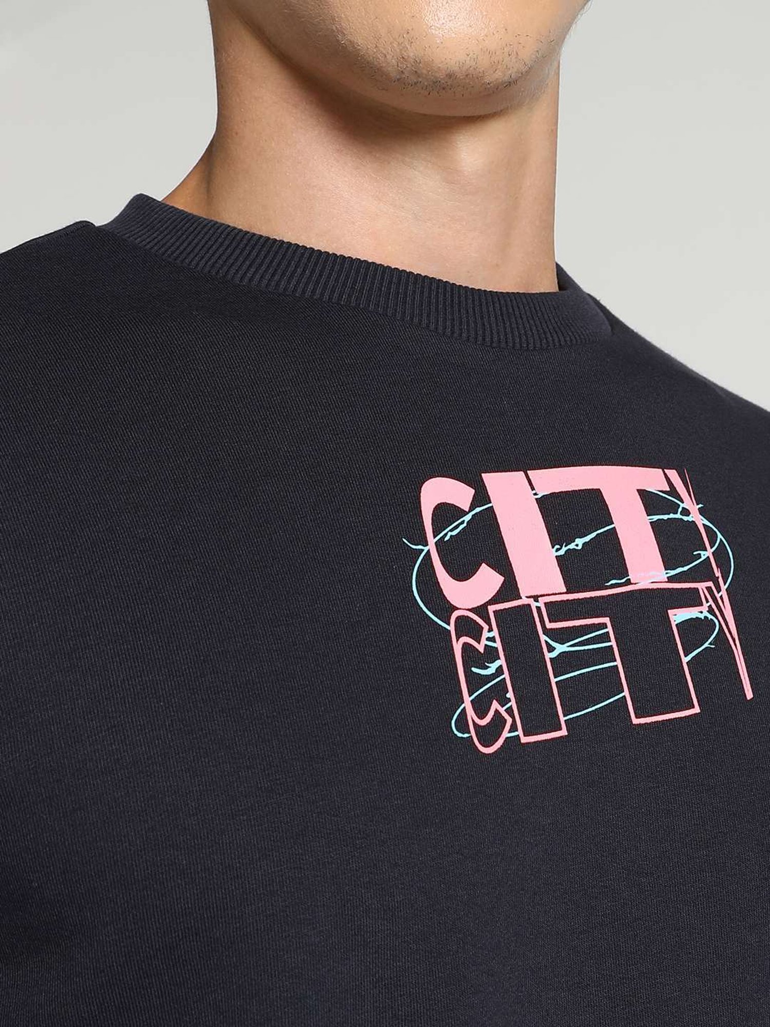 Puma Black Cotton Regular Fit Printed Sweatshirt