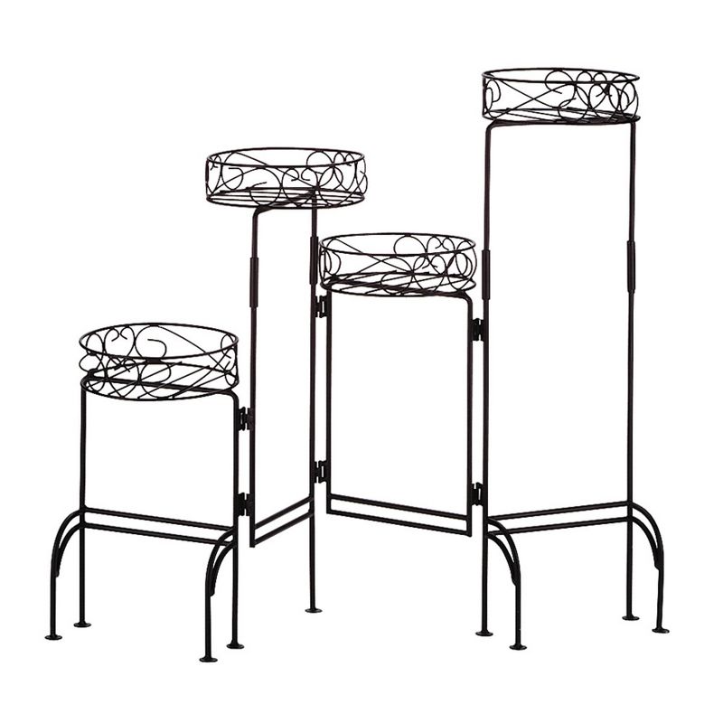 8.5" Indoor/Outdoor Metal Four-Tier Plant Stand Screen Black - Zings & Thingz