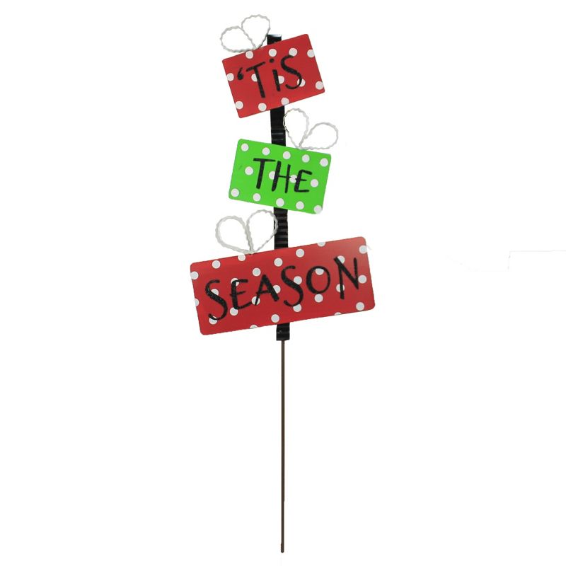 Home & Garden 43.0" Tis The Season Package Sign Christmas Yard Stake Round Top Collection  -  Decorative Garden Stakes
