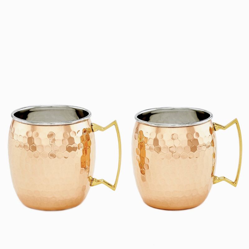 Old Dutch 16oz 2pk Stainless Steel Hammered Moscow Mule Mugs Copper