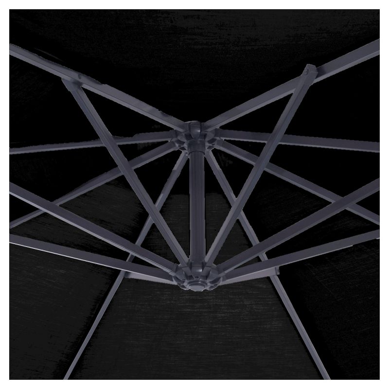 Island Umbrella Santorini II 10' Square Cantilever Umbrella in Black Sunbrella