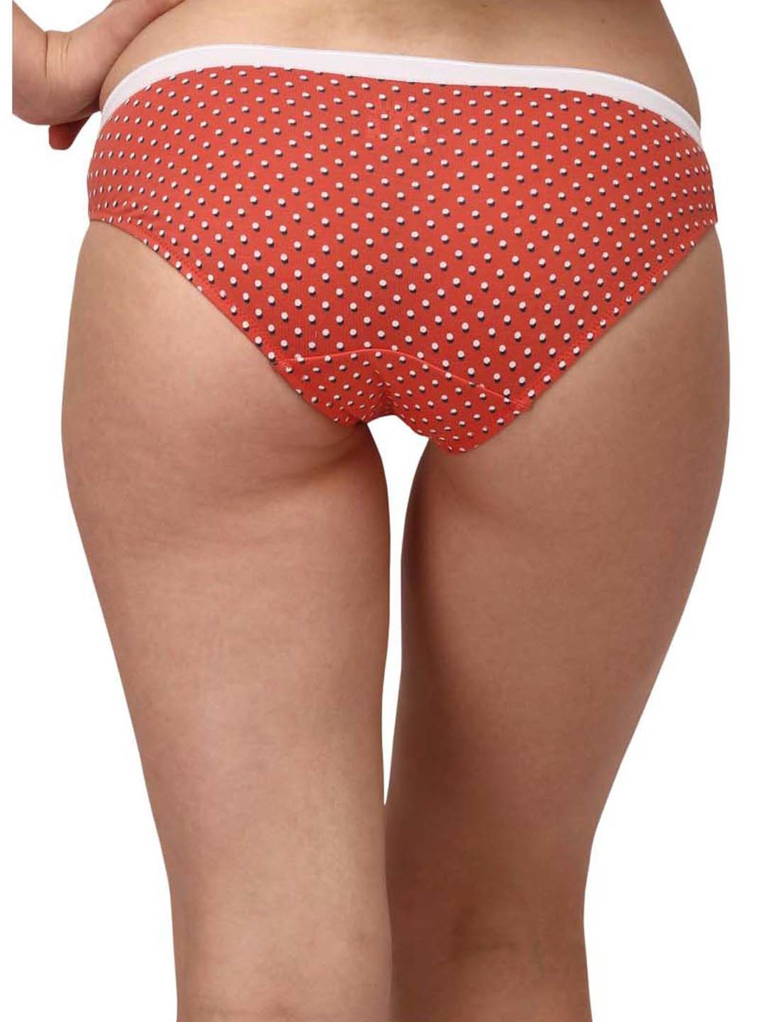 Soie White & Navy Cotton Printed Bikini Panties - Pack Of 6