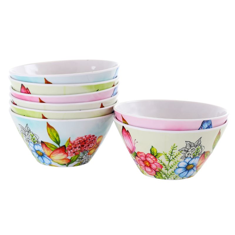 Studio California Camberly 8 Piece 6 Inch Embossed Melamine Bowl Set