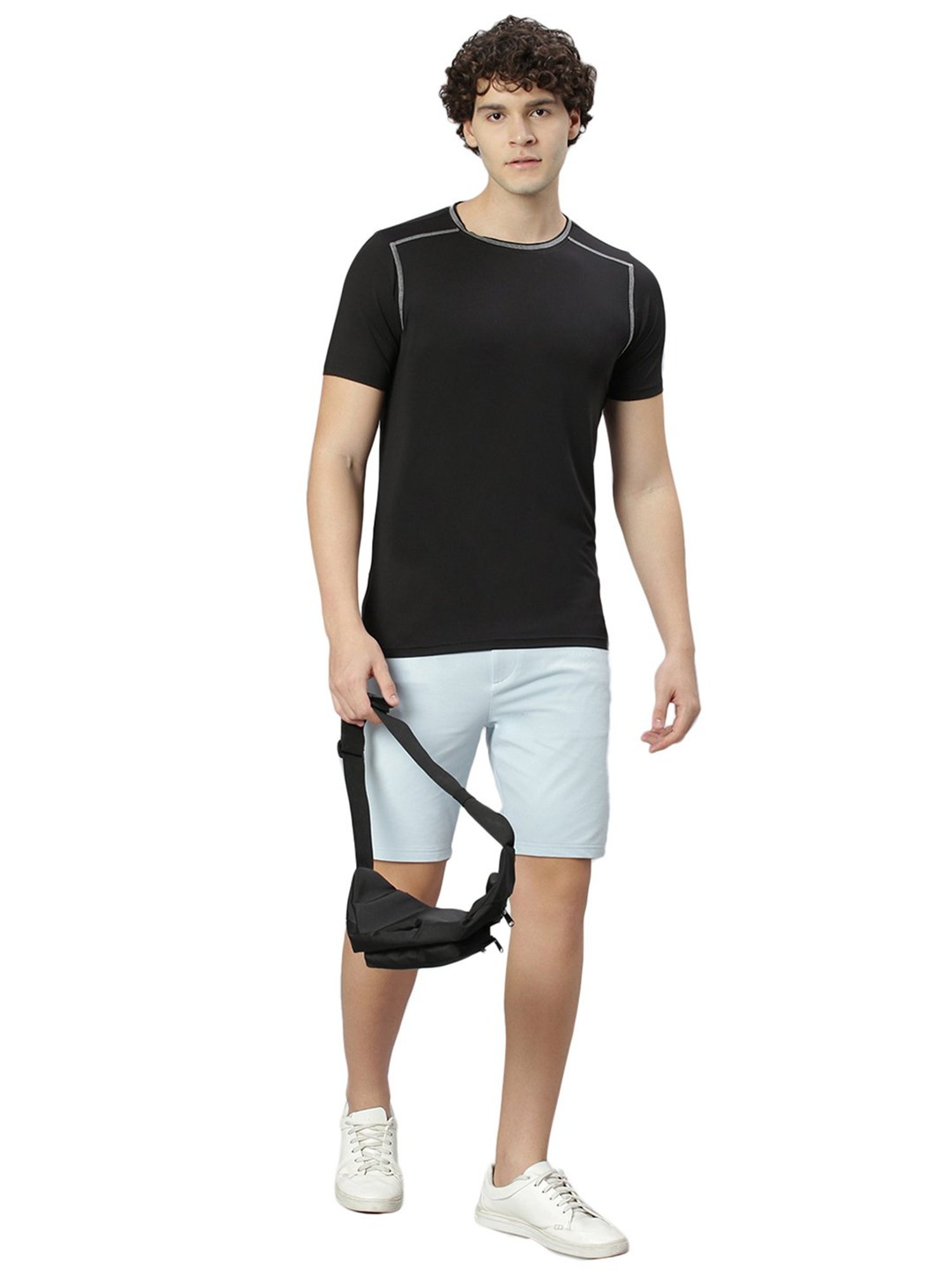 Slowave Black Regular Fit Crew T-Shirt