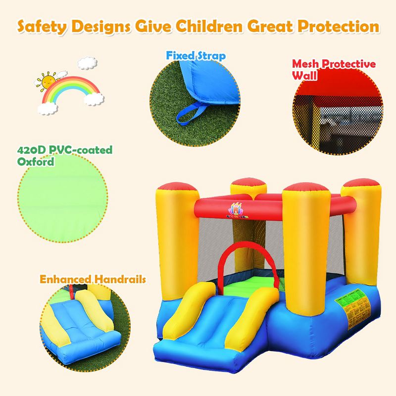 Costway Inflatable Bouncer Kids Bounce House Jumping Castle Slide w/ 480W Blower