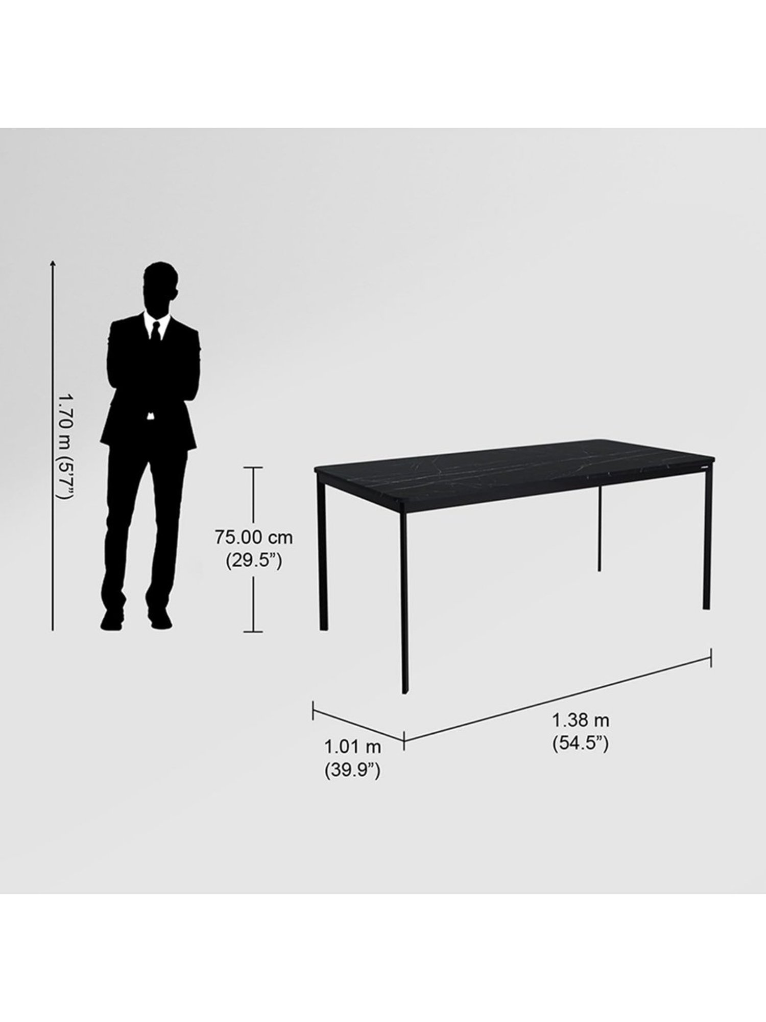 Godrej Interio Franky Black Metal 6 Seater Rectangular Dining Table