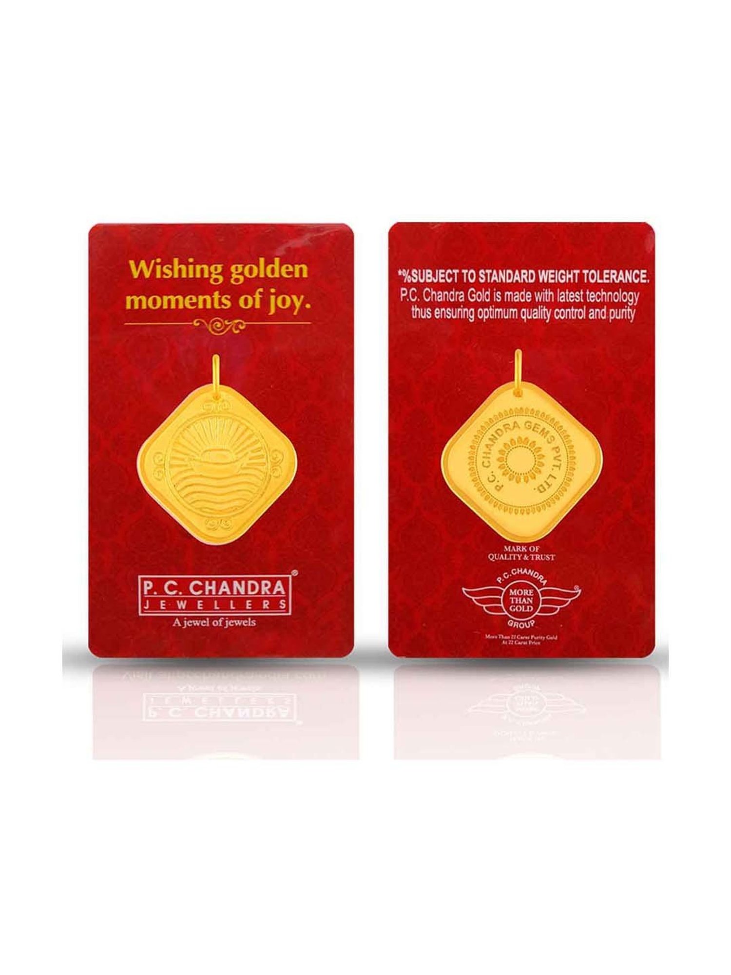 P.C. Chandra Jewellers 22k (916) 1gm Yellow Gold Sunrise Coin Pendant