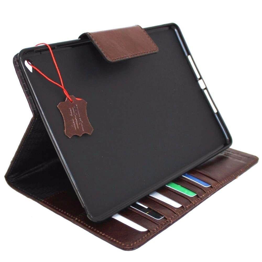 Genuine full Leather Handmade Case for Apple Ipad Air 2 magnet Cover Stand Luxury Credit Cards Slots slim brown A1566 A1567 DavisCase