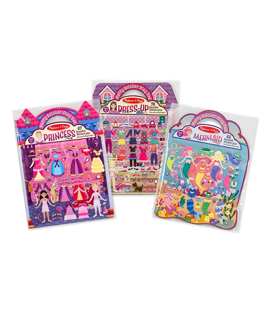 Melissa & Doug Puffy Sticker Bundle - Dress-Up, Princess and Mermaid