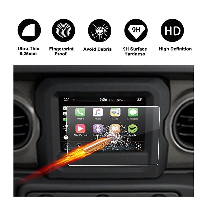 2018 2019 2020 Wrangler JL Uconnect Touch Screen Protector  HD Clear TEMPERED GLASS Protective Film Against Scratch High Clarity 7Inch