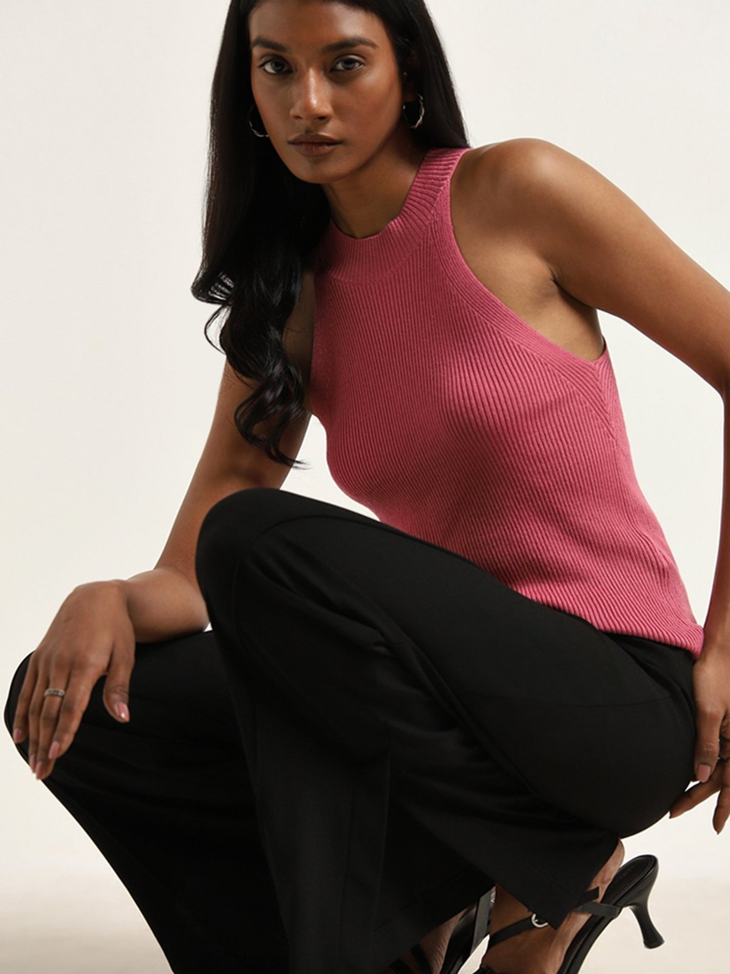 Wardrobe by Westside Dusty Pink Ribbed Textured Top