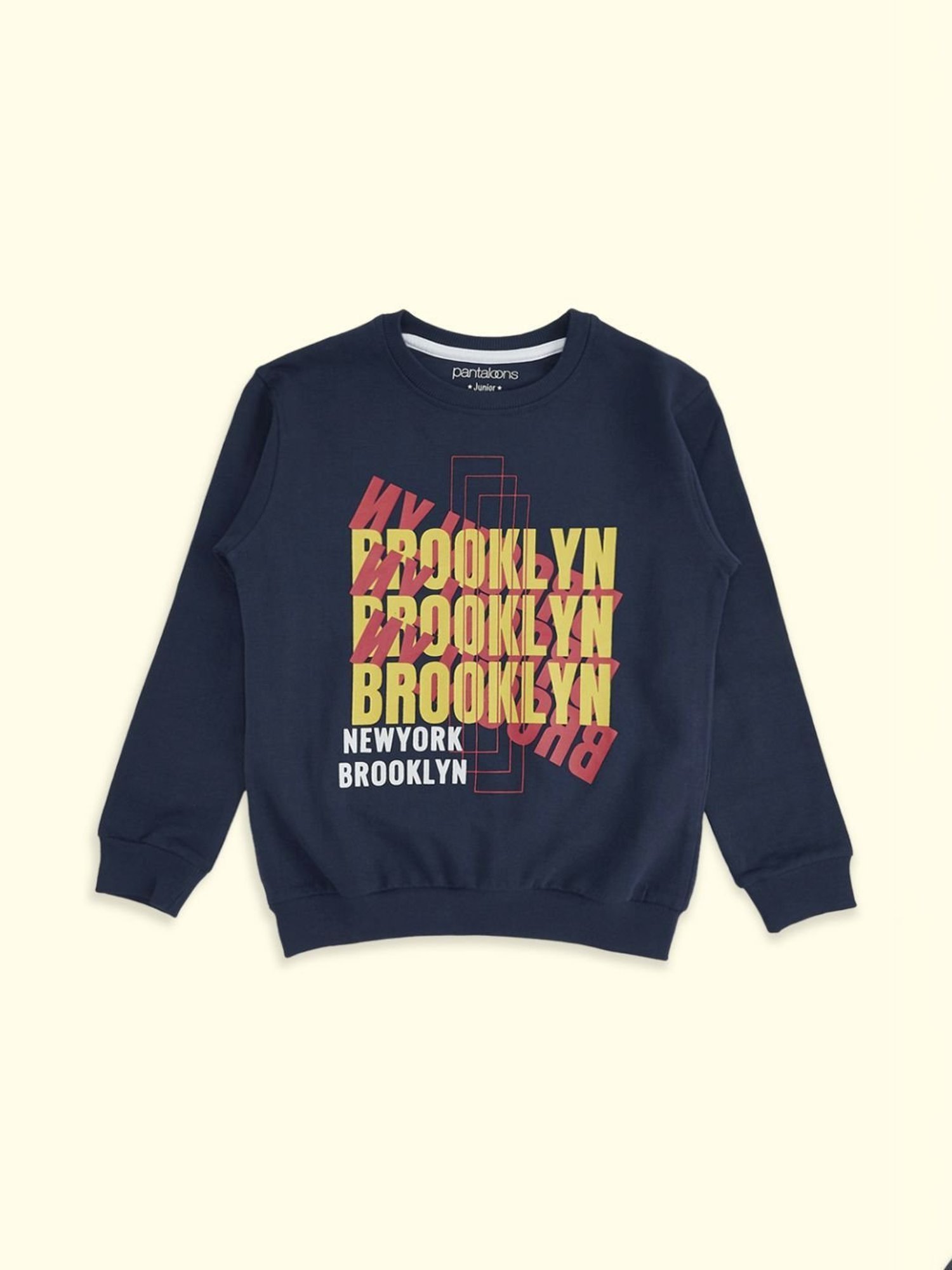Pantaloons Junior Navy Cotton Printed Full Sleeves Sweatshirt