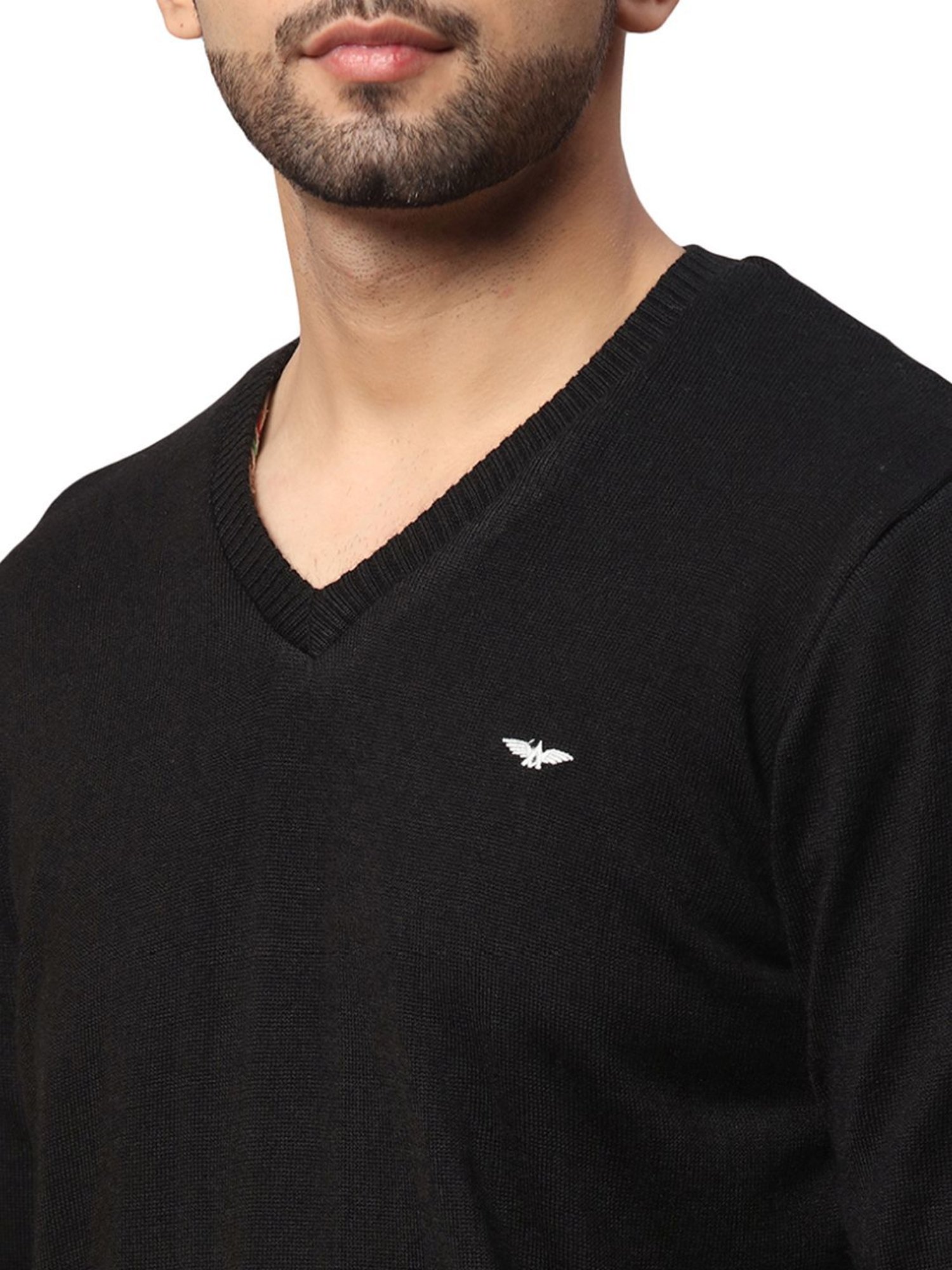 Park Avenue Black Regular Fit Reversible Sweater