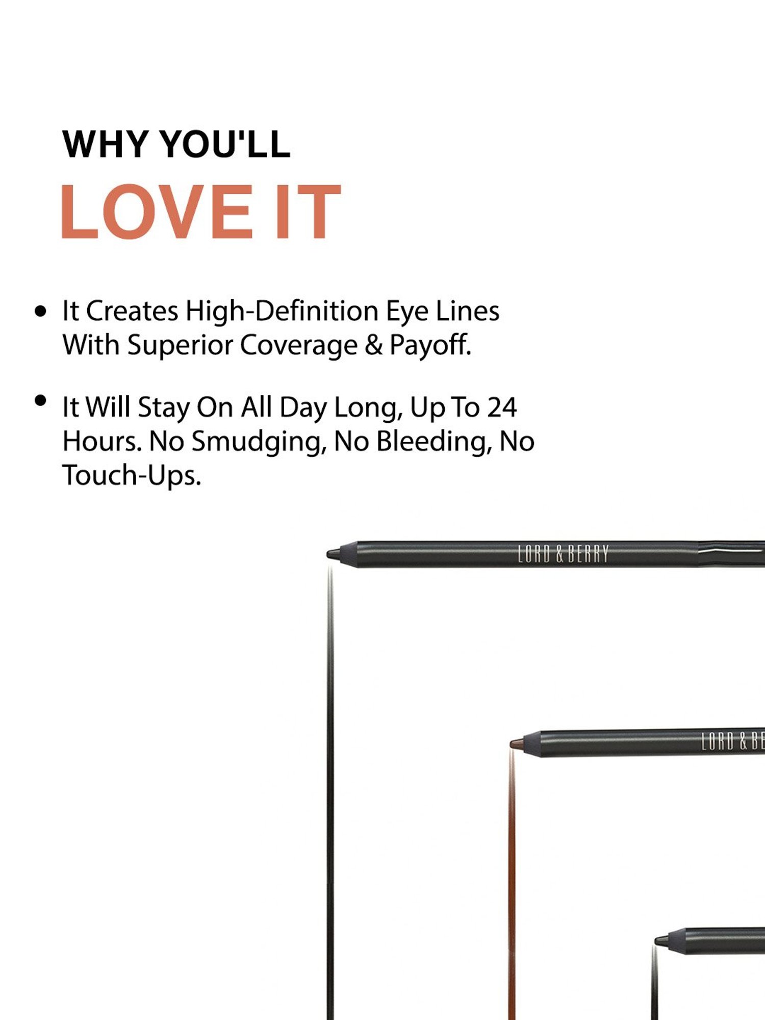 Lord & Berry Smudgeproof Waterproof Eye Pencil Black Brown - 1.2 gm