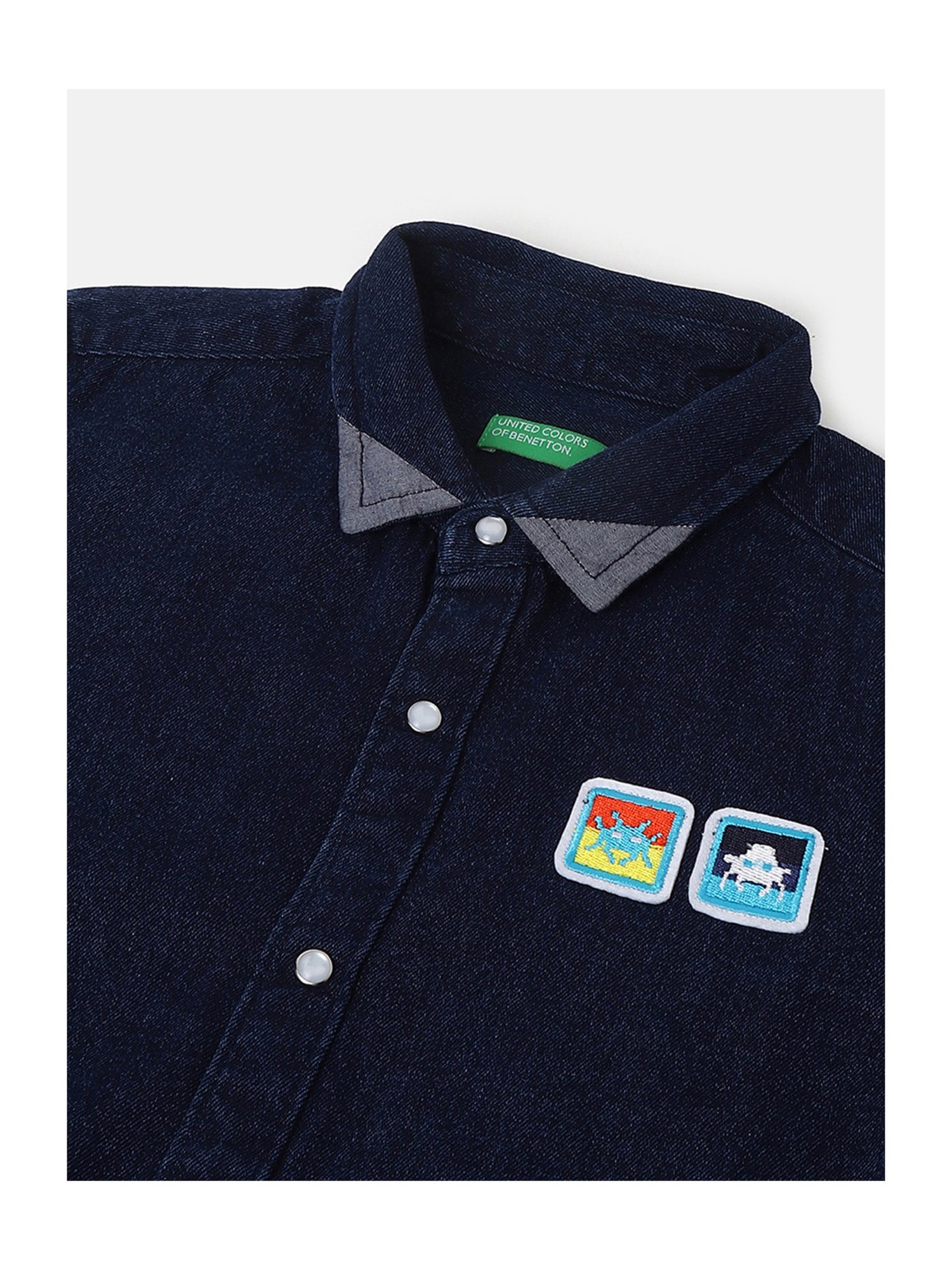 United Colors of Benetton Kids Navy Solid Full Sleeves Shirt