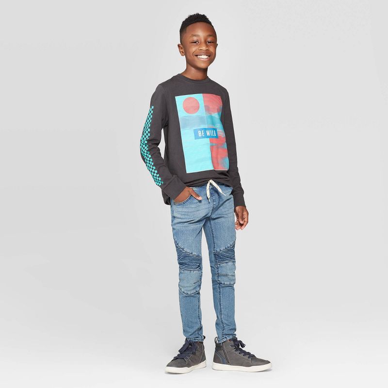 Boys' Long Sleeve Graphic T-Shirt - art class™ Black XL