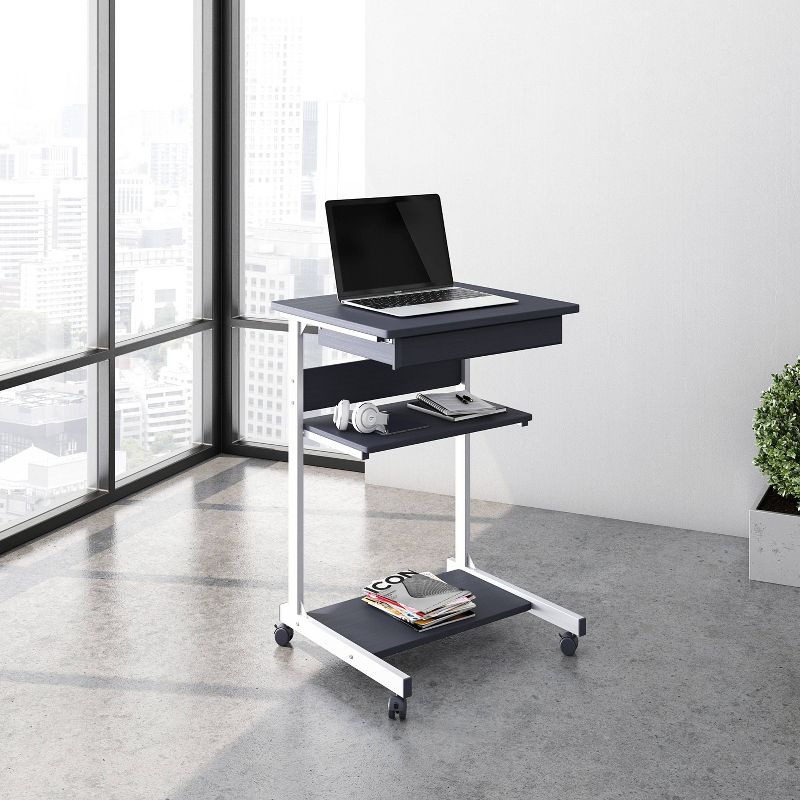 Rolling Laptop Cart with Storage Black - Techni Mobili