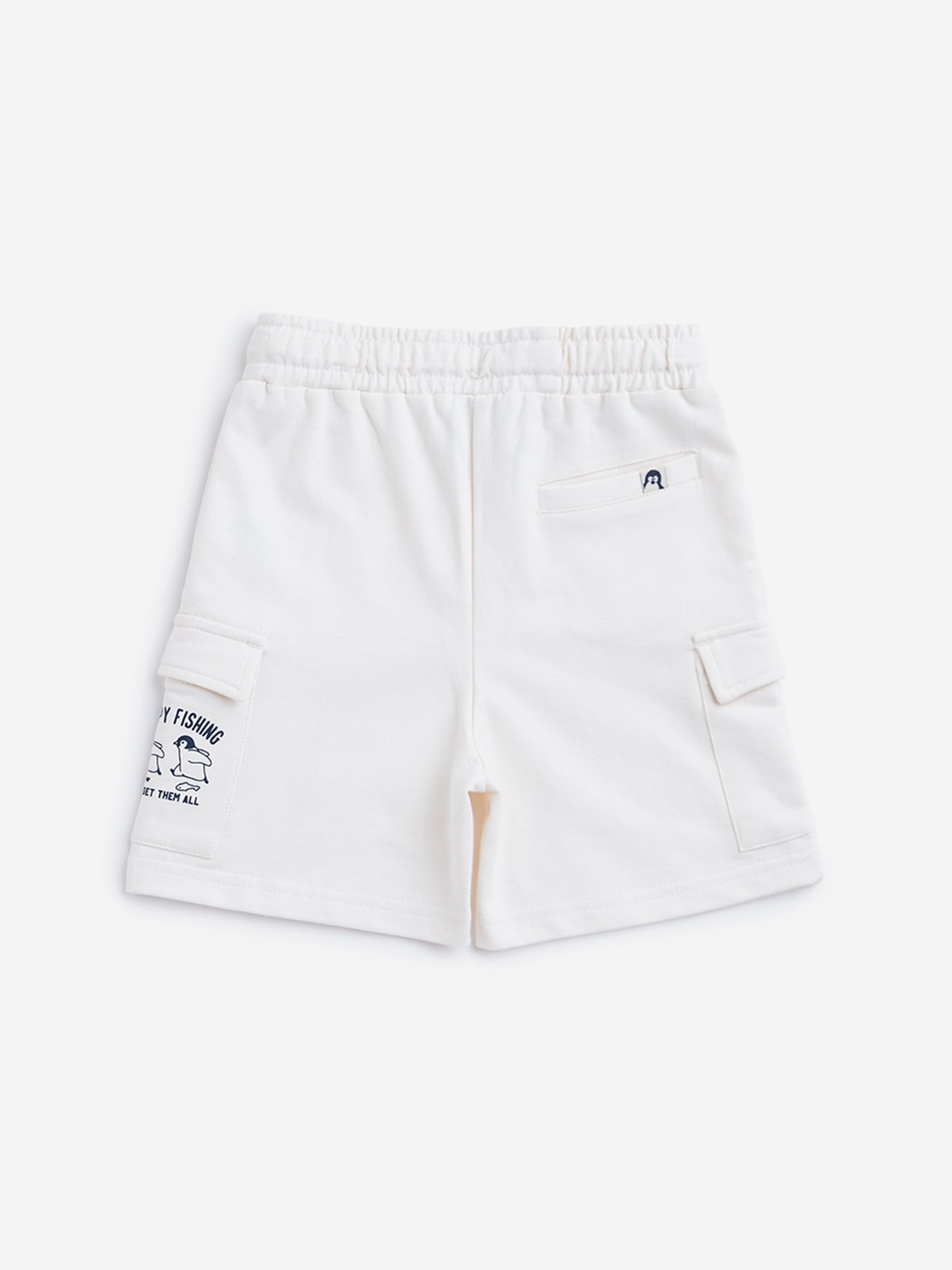 HOP Kids by Westside Off-White Cargo-Style Mid Rise Shorts