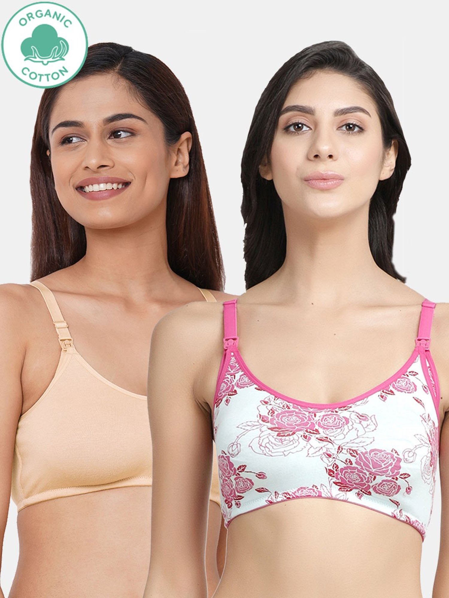 Inner Sense Multicolored Non Wired Non Padded Nursing Bra (Pack Of 2)