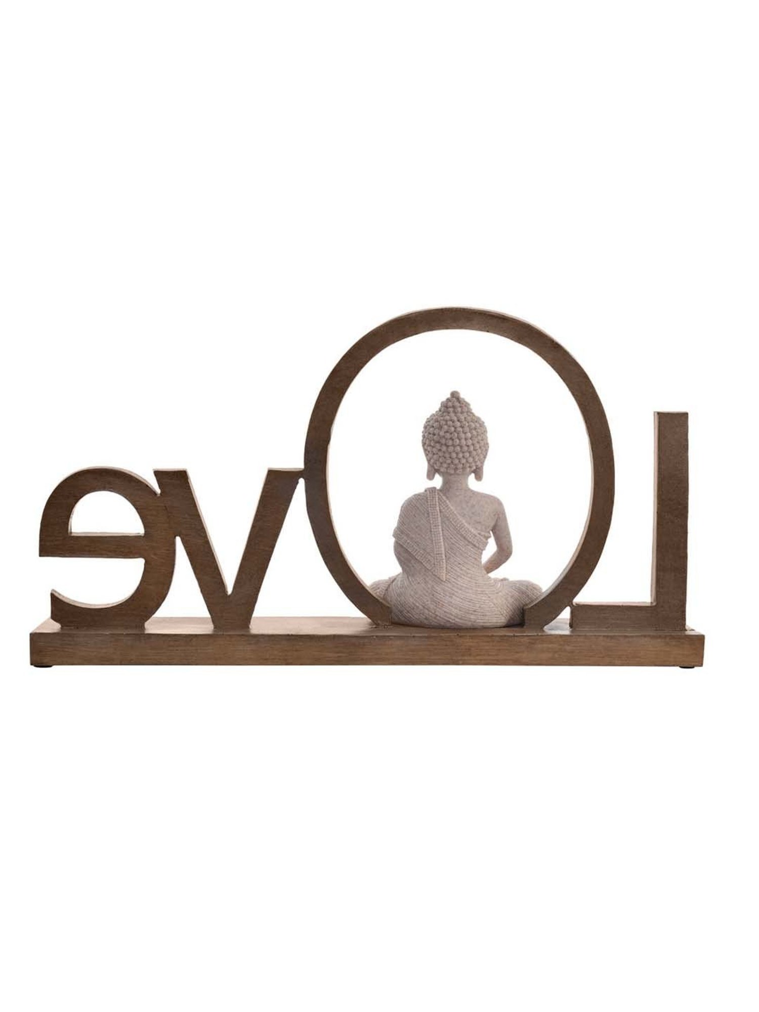 @home Tan & Beige Resin Buddha Love Showpiece