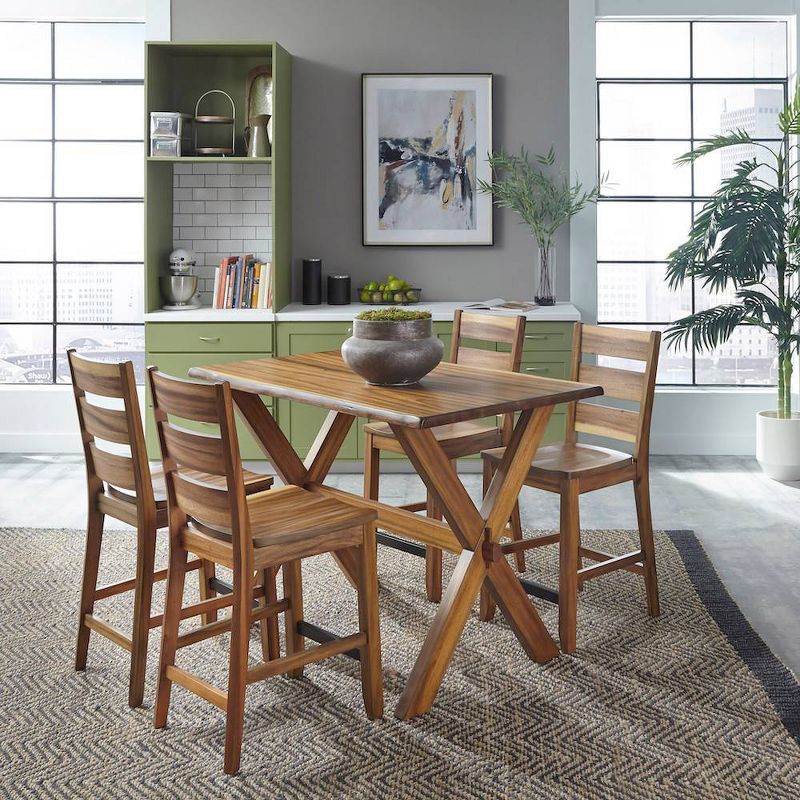 Forest Retreat High Dining Table Set Brown - Home Styles