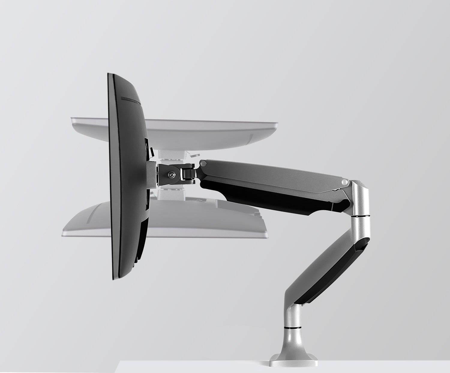 Mount-It! Monitor Desk Mount, Computer Monitor Stand, Height Adjustable Arm Fits Up To 32 Inch Screens, VESA 75x75 and 100x100, 20 Lb Capacity, Black (MI-1771) (Single Monitor, Silver)