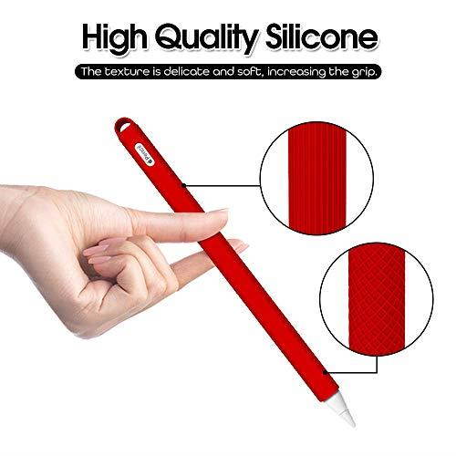Silicone Case Compatible with Apple MU8F2AMA Pencil 2nd Generation Holder Sleeve Skin Pocket Cover Accessories for iPad Pro 3rd GenerationProtective Nib Covers Red