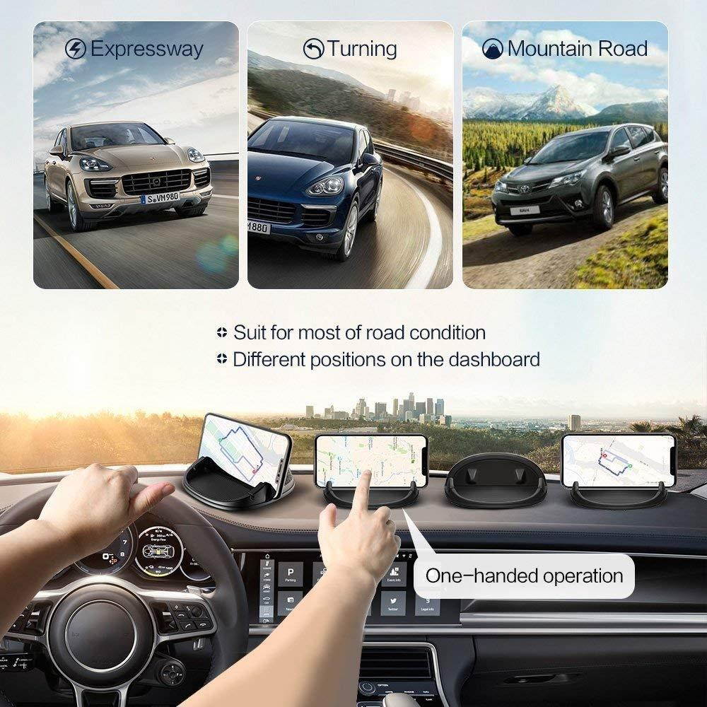 Car Mount Holder, Freal Smartphone Stand Holder Non-Slip Silicone Pad Dash Mat,Dashboard GPS Cradles Bracket for iPhone 5/6/7/8 Plus,Samsung,Google Nexus, 3.5-7 Inch Cell Phone or GPS Devices (Black)