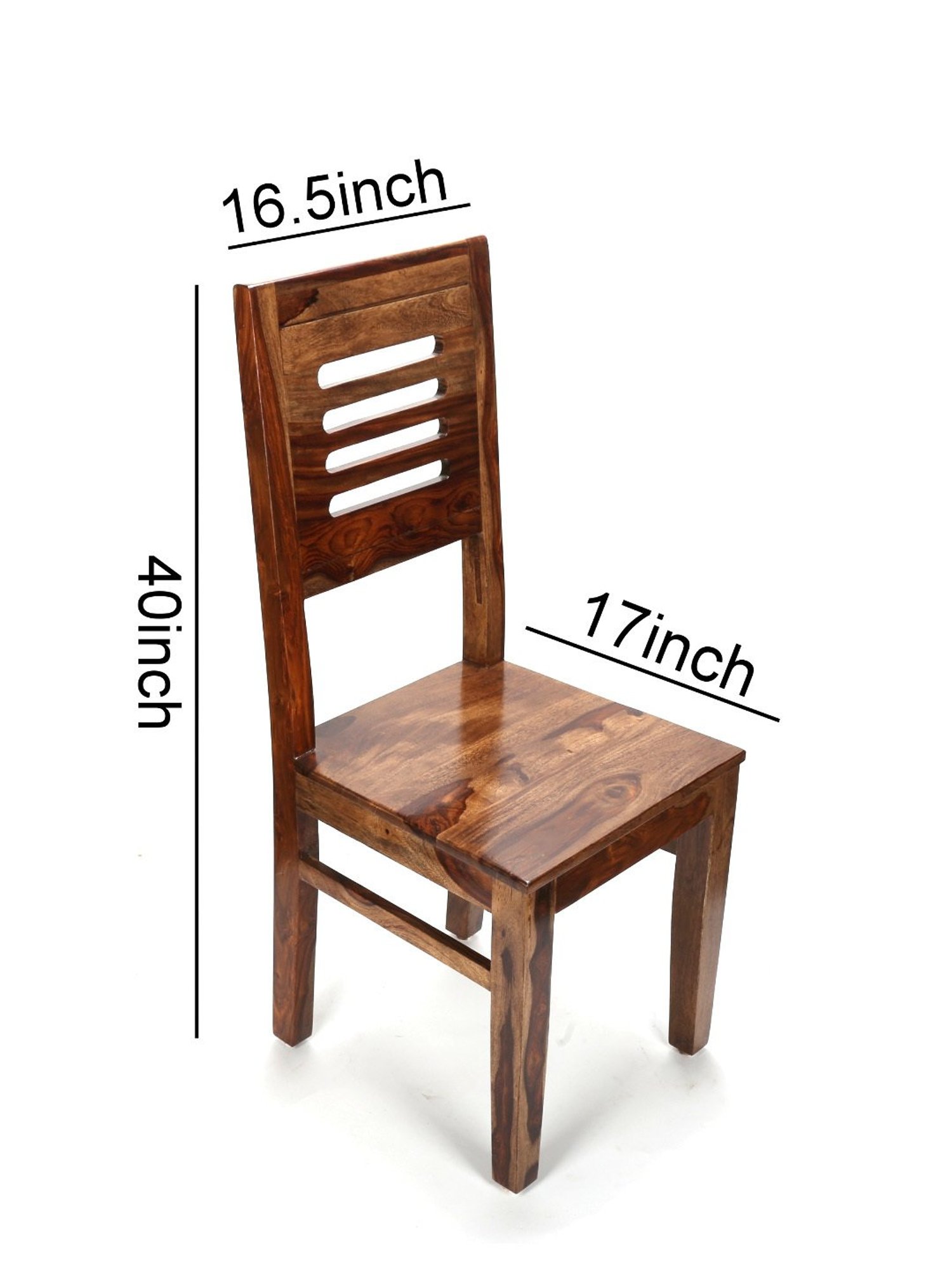 Ikiriya Oliver Solid Brown Wood Dining Chair Teak Finish
