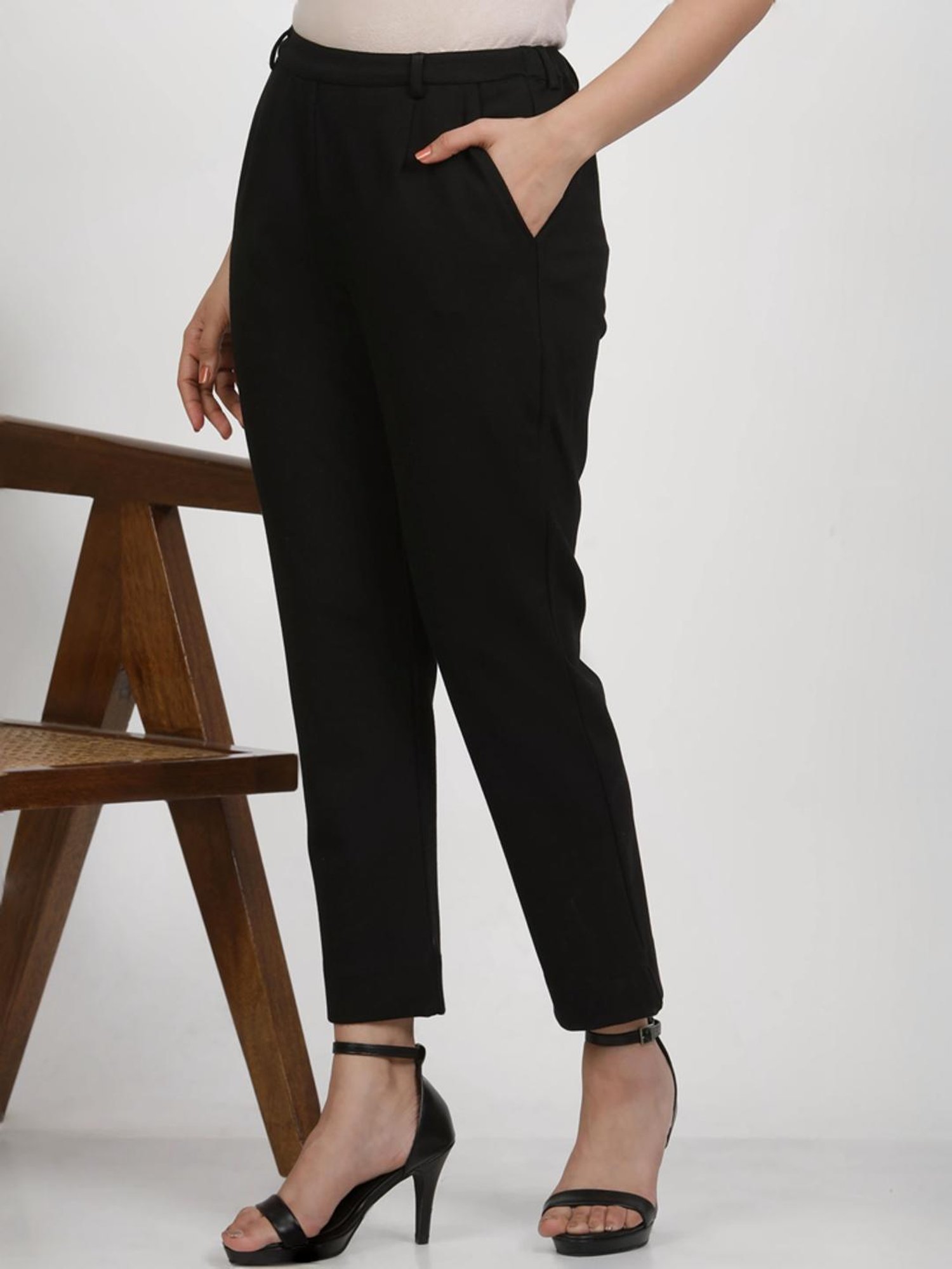 W Black Mid Rise Slim Pants