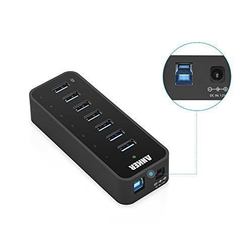 USB HUB, Anker 7-Port USB 3.0 Data Hub with 36W Power Adapter and BC 1.2 Charging Port for iPhone 7/6s Plus, iPad Air 2, Galaxy S Series, Note Series, Mac, PC, USB Flash Drives and More