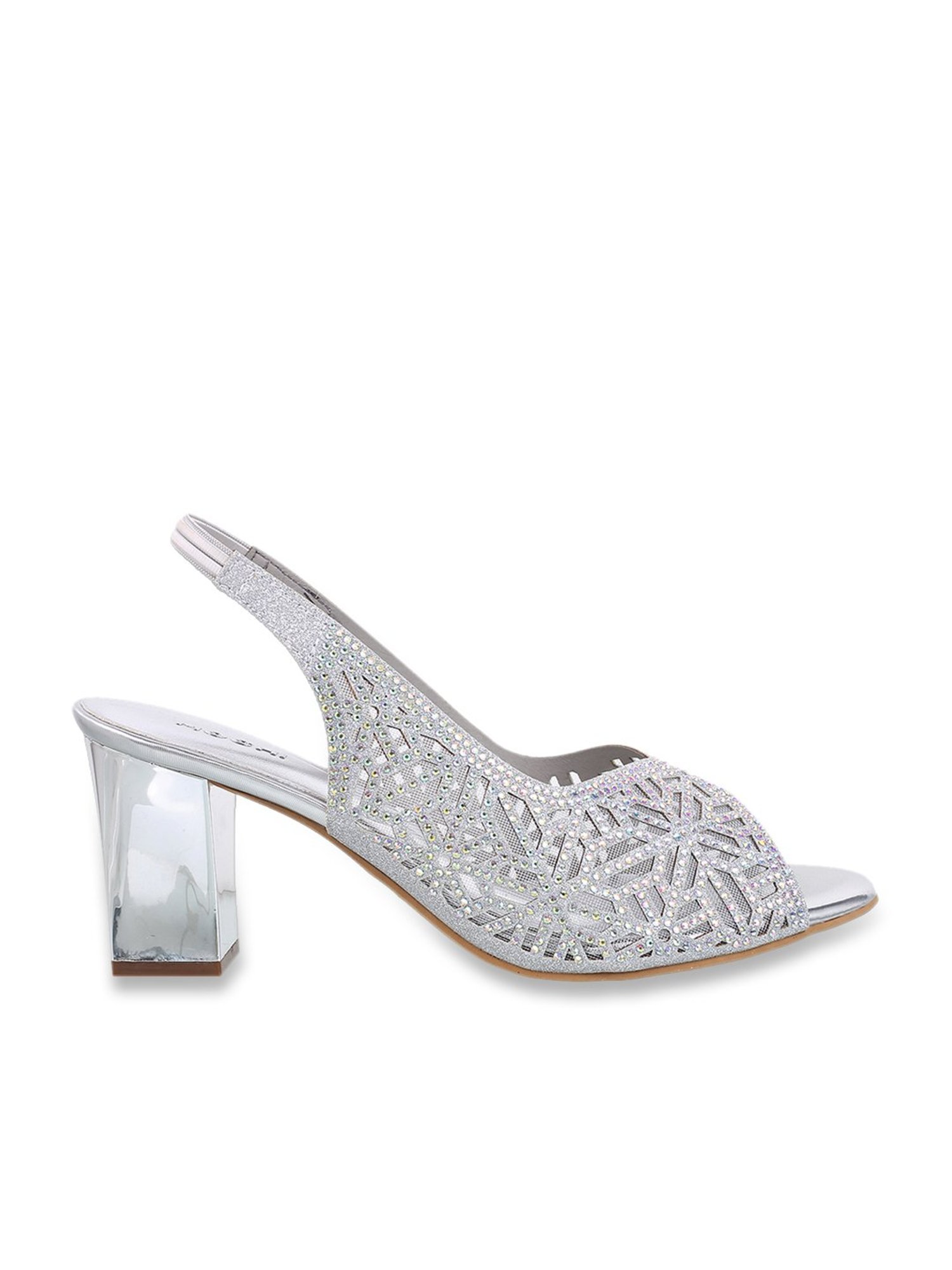 Mochi Women's Silver Sling Back Sandals