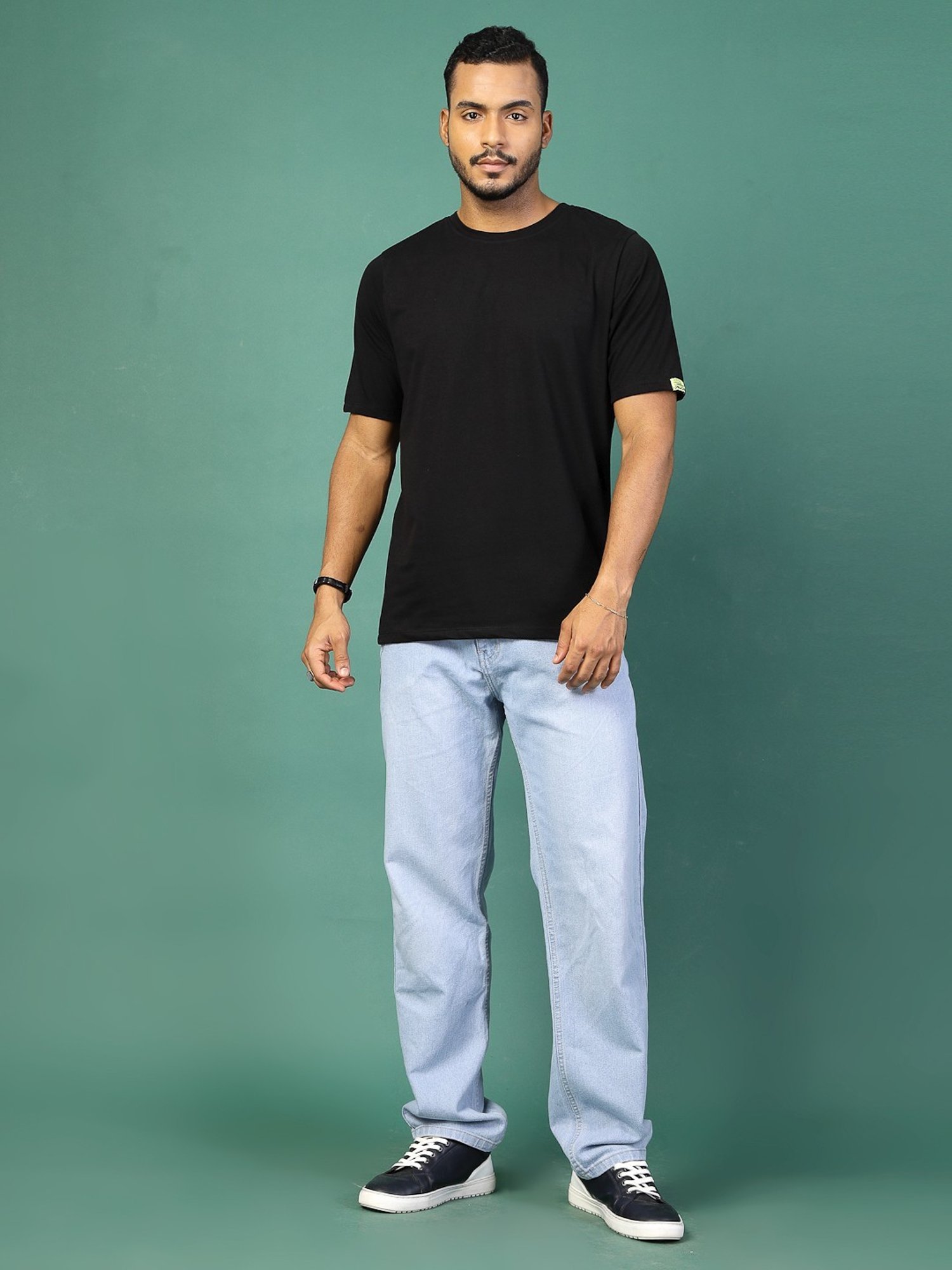 Rigo Black Cotton Loose Fit Printed T-Shirt