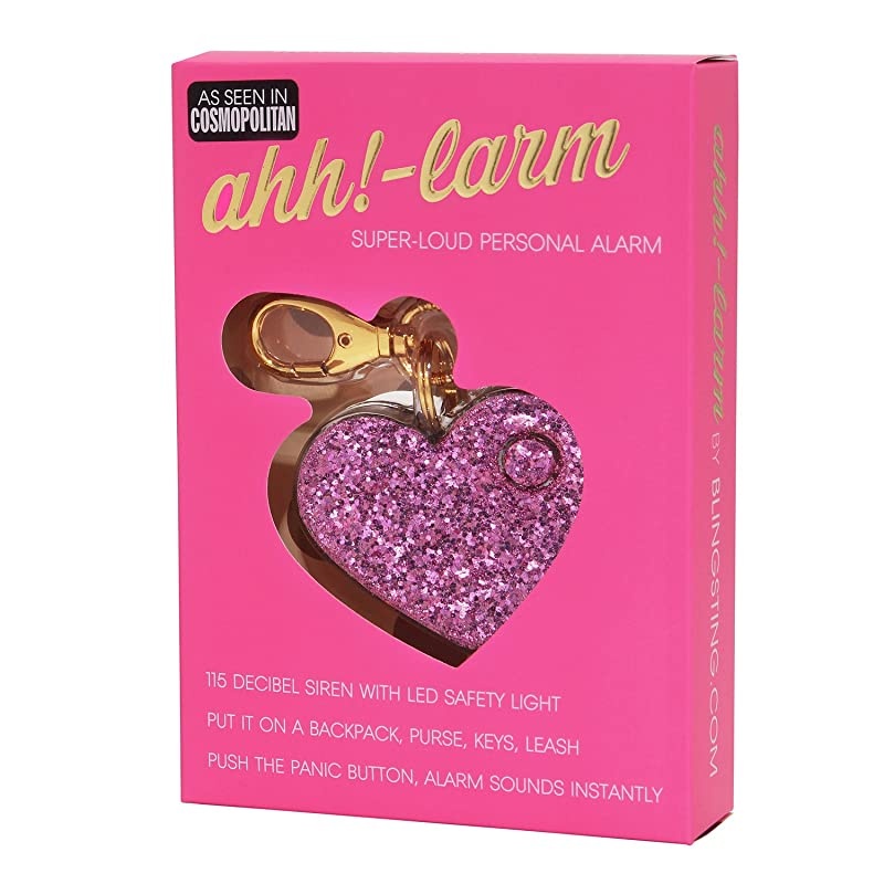 Safety Alarm for Women Ahhlarm SelfDefense Panic 115 Decibel Alarm Keychain for Women with LED Safety Light and Clip Pink Glitter Heart