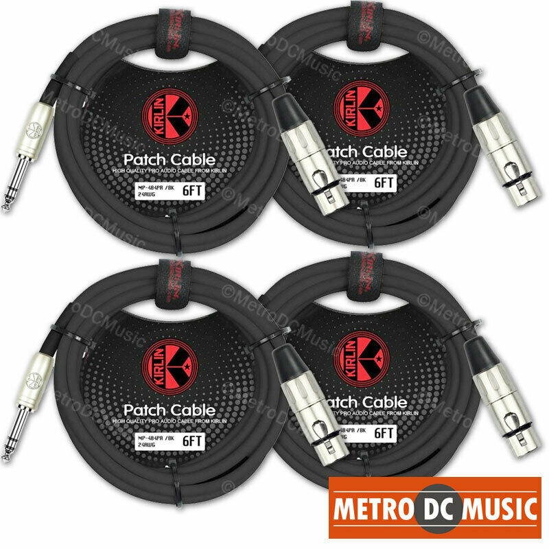 4-Pack Kirlin 6ft 1/4" Stereo TRS Male to XLR Female Adapter Cable DJ Audio 6.35