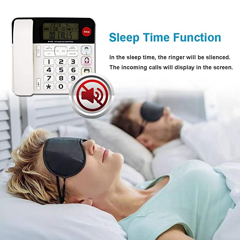 Home Landline Phone with Caller ID  P47 Upgrade Corded Desk Phone for Home with LuminousampLarge ButtonClear VolumeSOS Emergency ButtonSpeed Dial MemoryBlacklist