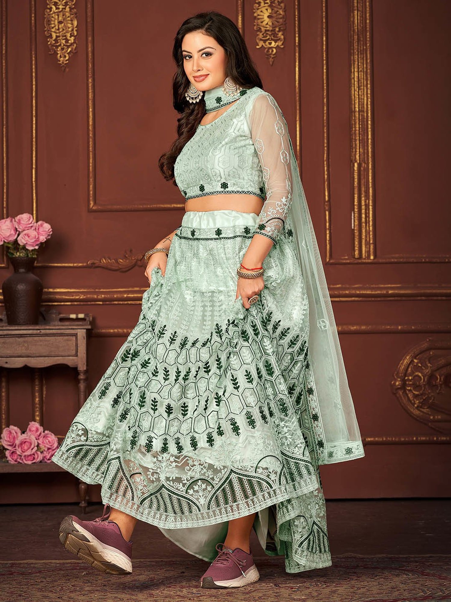 Warthy Ent Blue Embroidered Lehenga Choli Set With Dupatta