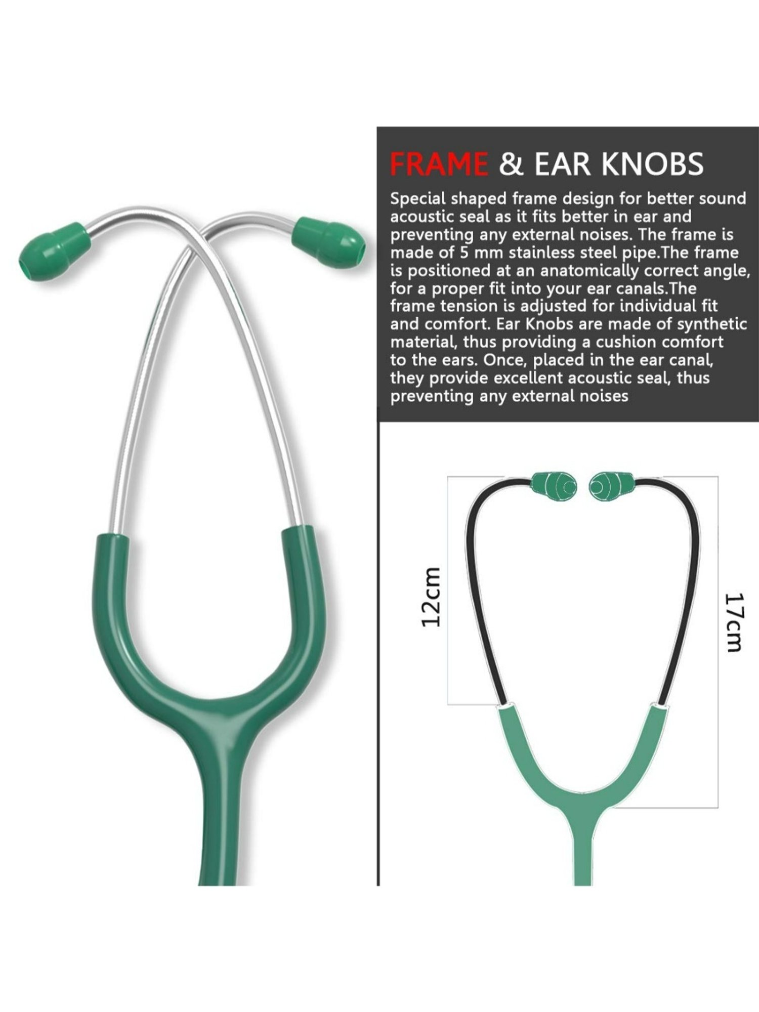 MCP Adult Dual Head Stethoscope (Green)