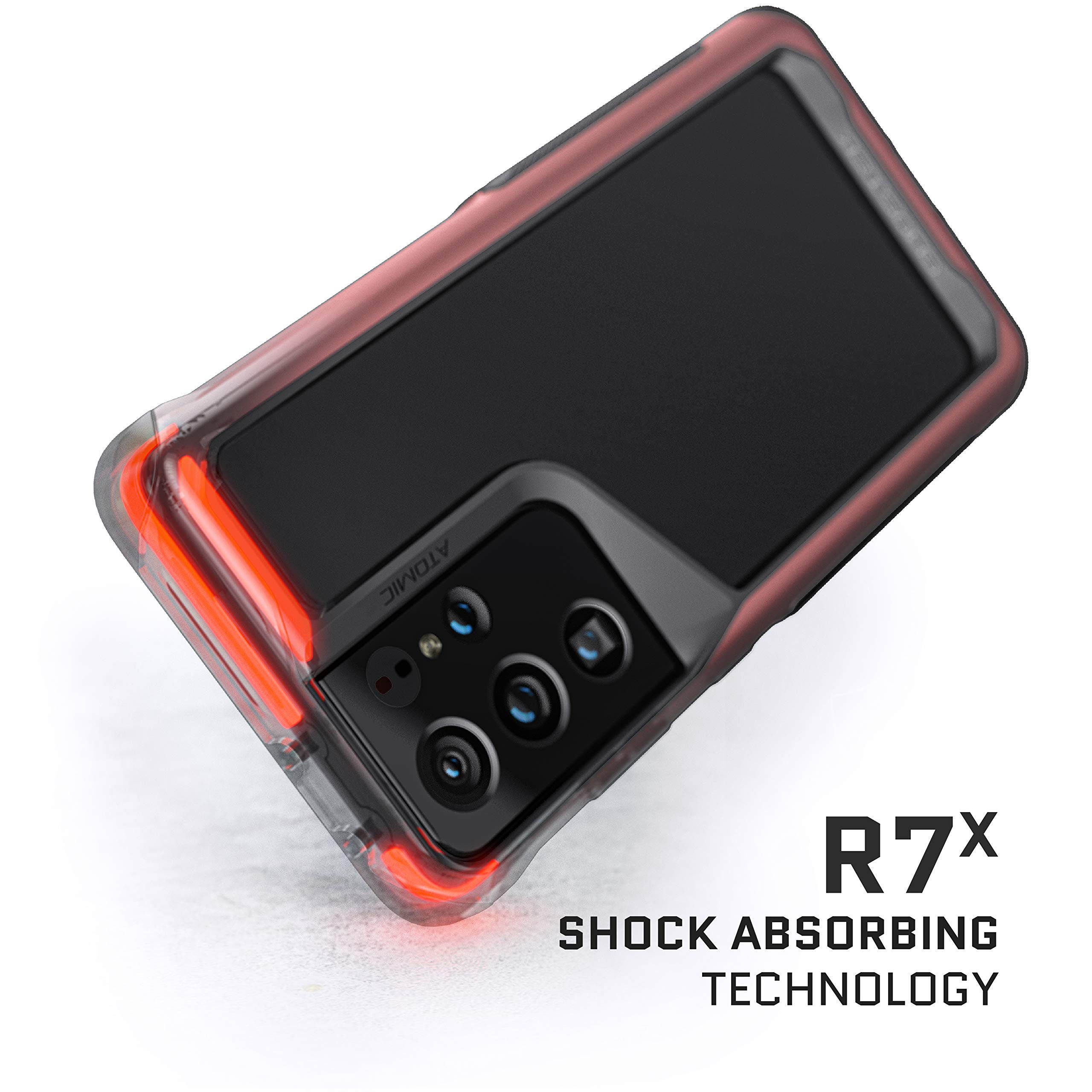 Ghostek Atomic Slim Designed for Galaxy S21 Ultra Case with Protective Metal Bumper Made of Super Tough Lightweight Military Grade Aluminum Alloy for 2021 Galaxy S21 Ultra 5G (6.8 Inch) (Phantom Red)