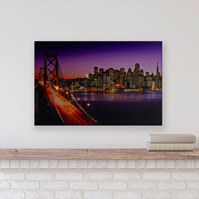 Northlight LED Lighted Famous San Francisco Oakland Bay Bridge Canvas Wall Art 23.5"