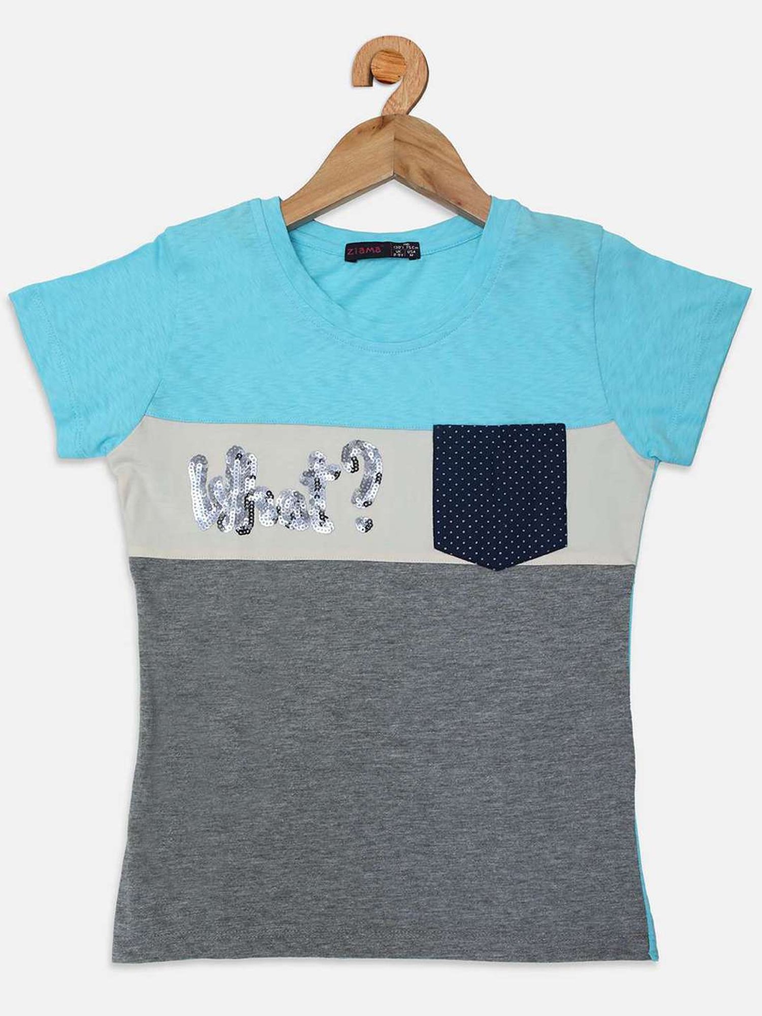 ZIAMA Kids Blue & Grey Color Block Top