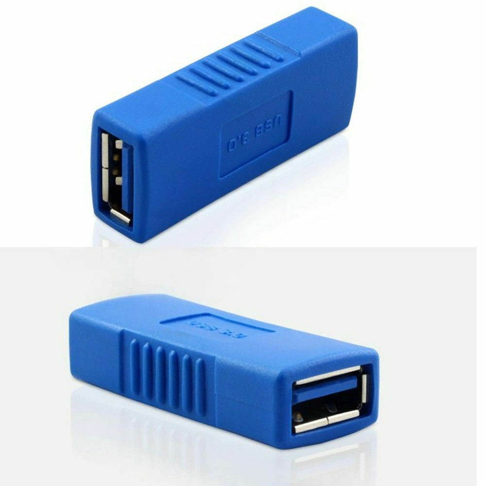 2x USB 3.0 Type A Female to Female Connector Adapter Coupler Gender Changer Blue