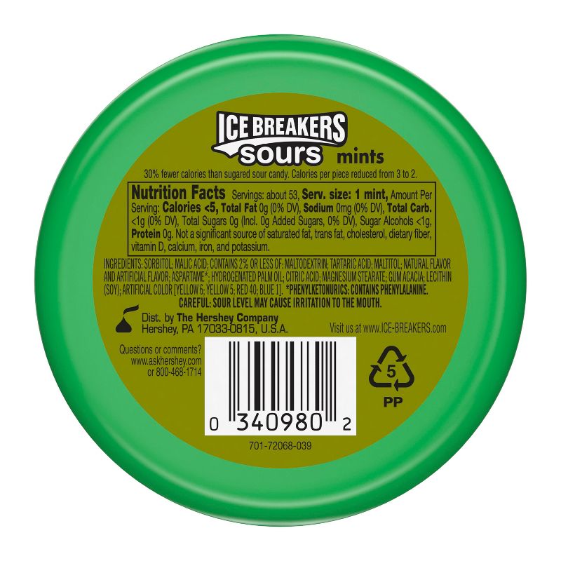 Ice Breakers Sours Fruit Sugar Free Mint Candies - 1.5oz